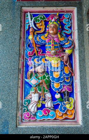 Dettagli artistici nel Tempio Confucio di Taipei Taiwan Foto Stock