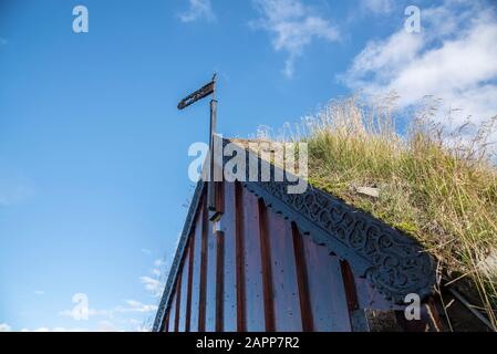 Grafarkirkja Turf-Chiesa, Islanda Del Nord Foto Stock