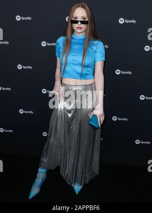 West HOLLYWOOD, LOS ANGELES, CALIFORNIA, Stati Uniti - 23 GENNAIO: Iyla arriva al Spotify Best New Artist 2020 Party che si tiene presso gli studi di Lot il 23 gennaio 2020 a West Hollywood, Los Angeles, California, Stati Uniti. (Foto Di Xavier Collin/Agenzia Stampa Immagini) Foto Stock