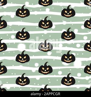 Modello senza cuciture con zucche di Halloween con lo sguardo inquietante. Illustrazione Vettoriale Illustrazione Vettoriale