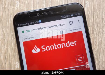 Sito web Banco Santander visualizzato su uno smartphone moderno Foto Stock