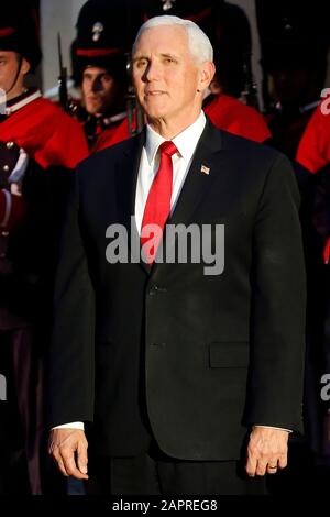 Roma, Italia. 24th Gen 2020. Michael Pence. Roma, 24th gennaio 2020. Palazzo Chigi. Il Premier italiano incontra il Vice Presidente degli Stati Uniti. Foto Samantha Zucchi Credito: Insidefoto Srl/Alamy Live News Foto Stock