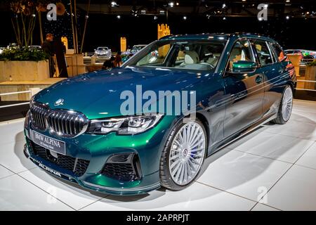 Bruxelles - 9 GENNAIO 2020: BMW Alpina B3 Touring Allrad modello presentato al Motor Show di Bruxelles Autosalon 2020. Foto Stock