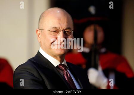 Roma, Italia. 24th Gen 2020. Barham Salih Roma 24th Gennaio 2020. Palazzo Chigi. Il Premier italiano incontra il Presidente della Repubblica di Iraq. Foto Samantha Zucchi Credito: Insidefoto Srl/Alamy Live News Foto Stock