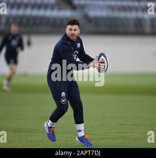 Scozia SQUADRA EMBARGED MEZZI DI ACCESSO (PER L'USO SABATO 25th 20 GENNAIO ) .Oriam Sports Performance Centre, Riccarton, Edimburgo, Scozia. UK .20th 20 gennaio. Sessione di allenamento di rugby in Scozia prima delle partite del 2020 Guinness Six Nations. Ali Price (Glasgow Warriors) Credit: Eric Mccowat/Alamy Live News Foto Stock