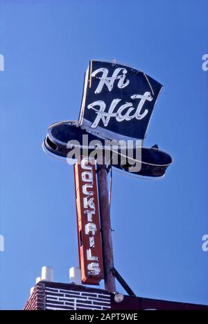 Cartello Vintage Hi Hat bar, Los Angeles, CA Foto Stock