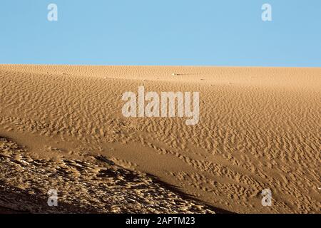 Vicino a dune di sabbia e rocce nella Valle de la Luna, deserto di Atacama. Cile Foto Stock