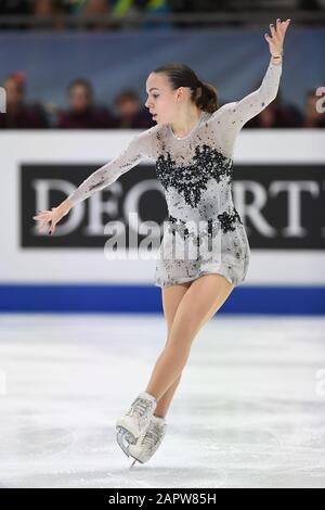HANA CVIJANOVIC dalla Croazia, durante il Ladies Short Program ai Campionati europei di pattinaggio europeo ISU 2020 a Steiermarkhalle, il 24 gennaio 2020 a Graz, Austria. Credit: Raniero Corbelletti/Aflo/Alamy Live News Foto Stock