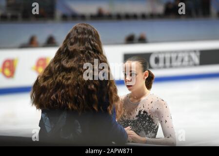 HANA CVIJANOVIC dalla Croazia, durante il Ladies Short Program ai Campionati europei di pattinaggio europeo ISU 2020 a Steiermarkhalle, il 24 gennaio 2020 a Graz, Austria. Credit: Raniero Corbelletti/Aflo/Alamy Live News Foto Stock