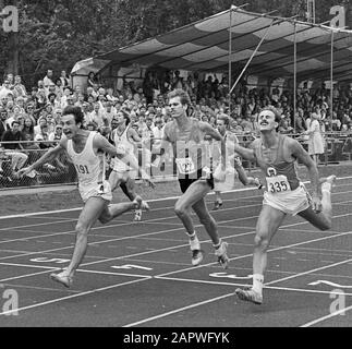Ned. Atletica leggera 200 m uomini: Vincitore Mario Westbroek (191), Henk Brouwer (127) e Marcel Klarenbeek (355); Foto Stock