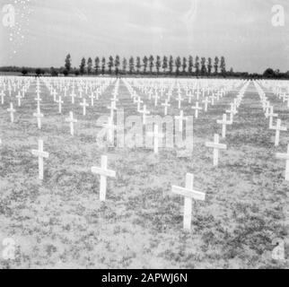 A Margraten c'è un cimitero militare americano su una collina. Nel tardo estate e inverno 1944, nel Limburgo meridionale e durante l'offensiva delle Ardenne nelle Ardenne e nella regione della Ruhr, migliaia di soldati sono stati uccisi. Gran parte dei soldati americani originariamente uccisi sono stati rimpatriati nel loro paese d'origine. Ci sono un totale di 8301 americani sepolti a Margraten. Il Muro dei Missing elenca i nomi dei 1722 soldati americani mancanti durante la seconda guerra mondiale Il governo olandese ha ceduto per sempre la terra agli Stati Uniti per rispetto e gratitudine. Collezione: National Archive/ Photo Co Foto Stock