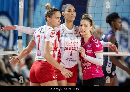 San Paolo, Brasile. 24th Gen 2020. Pinheiros X OSASCO AUDAX - Pinheiros ospita il team Audax Osasco per la Superleague Women& Volleyballball 2019. La partita si svolge presso la palestra Henrique Villaboim la sera di venerdì 24 gennaio 2019. Credit: Foto Arena Ltda/Alamy Live News Foto Stock