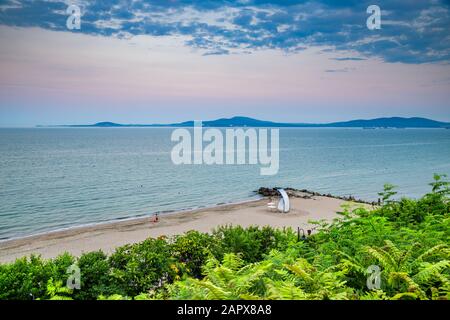 Spiaggia di mare nero a Burgas, Bulgaria Foto Stock