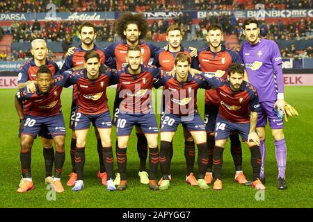 Squadra titolare della CA Osasuna visto prima del calcio spagnolo della Liga Santander, partita tra CA Osasuna e Levante UD allo stadio Sadar, a Pamplona.(punteggio finale; CA Osasuna 2:0 Levante UD) Foto Stock