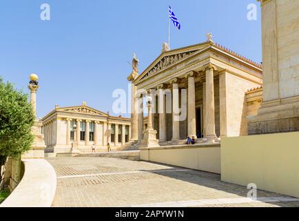 L'Accademia di Atene parte della trilogia neoclassico di Atene, Grecia Foto Stock