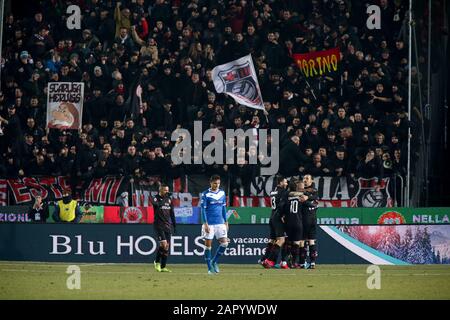 Felicità Milano goal in Brescia vs Milano, Brescia, Italia, 24 Jan 2020, Campionato Italiano Calcio Serie A Men Foto Stock