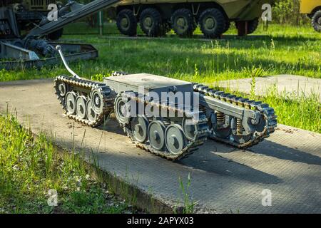 Chernobyl, Ucraina, 20 Maggio 2019. Mostra di robot coinvolti nel periodo successivo all'incidente di Chernobyl Foto Stock