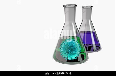 Virus batterico coronavirus 2019-nCoV rendering 3D Foto Stock