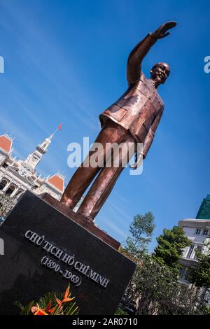 Ho Chi Minh statua, figura padre del Vietnam moderno giorno, ho Chi Minh City, Vietnam Foto Stock