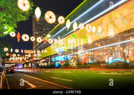 Singapore-22 JAN 2020：singapore chinatown cinese nuovo anno decorazione di strada vista chiara Foto Stock