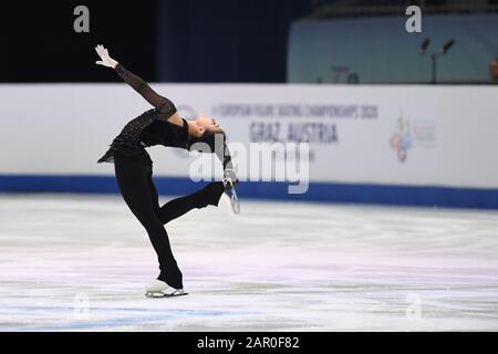 Graz, Austria. 24th Gen 2020. Ivett TOTH dall'Ungheria, durante la pratica delle Signore ai Campionati europei di pattinaggio di figura di ISU 2020 a Steiermarkhalle, il 24 gennaio 2020 a Graz, Austria. Credit: Aflo Co. Ltd./Alamy Live News Foto Stock