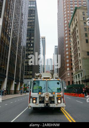 Camion antincendio nel centro di Manhattan Foto Stock