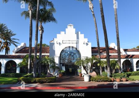 Fullerton, CALIFORNIA - 24 JAN 2020: The Old Spaghetti Factory Restaurant at the train station in Downtown Fullerton. Foto Stock