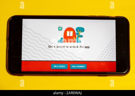 Los Angeles, California, Stati Uniti - 22 gennaio 2020: Illustrazione dell'app YouTube Kids, editoriale Illustrativo Foto Stock