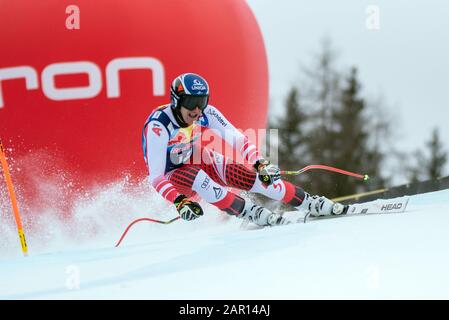 Kitzbuehel, Austria. 25th gennaio 2020. Matthias Mayer d'Austria presso lo Ski Alpin: 80. Hahnenkamm Race 2020 - Audi FIS Alpine Ski World Cup - Downhill maschile alla Streif il 25 gennaio 2020 a Kitzbuehel, AUSTRIA. Foto Stock