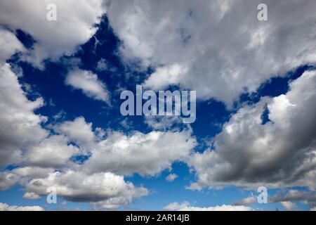 stratocumuli nuvole nel cielo blu islanda Foto Stock