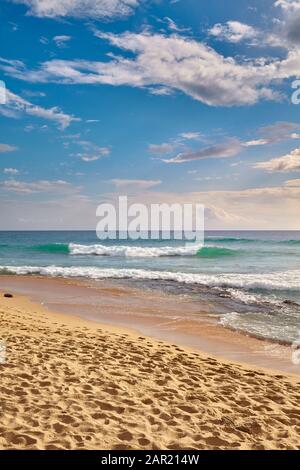 Spiaggia tropicale al tramonto, concetto di vacanza estiva. Foto Stock