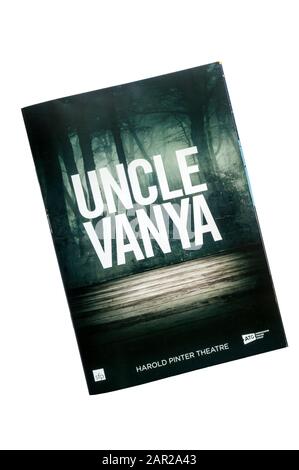 Programma teatrale per la produzione 2020 dello zio Vanya di Anton Chekhov al Teatro Harold Pinter. Foto Stock