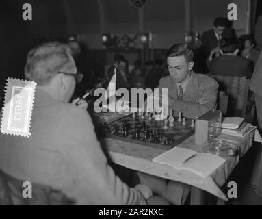 Primo turno Di Candidati Campionato del mondo di scacchi. Oscar Panno (Argentina) Data: 26 Marzo 1956 Parole Chiave: Scacchi, round, tornei tornei Nome personale: Panno, Oscar Foto Stock