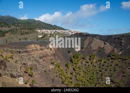 Paesaggio nei pressi di Fuencaliente nella punta meridionale di la Palma, isola delle Canarie, Spagna Foto Stock