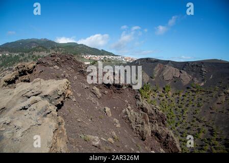 Paesaggio nei pressi di Fuencaliente nella punta meridionale di la Palma, isola delle Canarie, Spagna Foto Stock