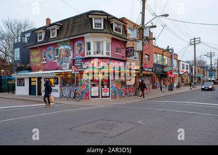 Big Fat Burrito fast-food ristorante, angolo di Oxford St e Augusta Ave, Kensington Market, centro di Toronto, Ontario, Canada Foto Stock