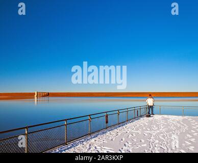 Lago Di Pesca Invernale In Colorado Foto Stock