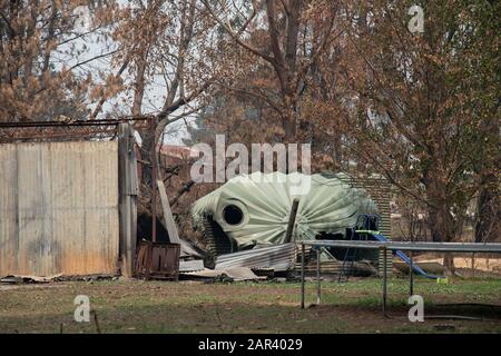 I Boscoscimani australiani sono all'indomani. Wingello, SW. Il fuoco si è verificato la notte del 4 gennaio Foto Stock