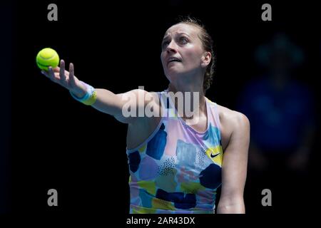 Petra Kitova della Repubblica Ceca sconfisse Maria Sakkari della Grecia. , . al Melbourne Park, Melbourne, Australia il 26 gennaio 2020. Foto Di Peter Dovgan. Credit: Uk Sports Pics Ltd/Alamy Live News Foto Stock