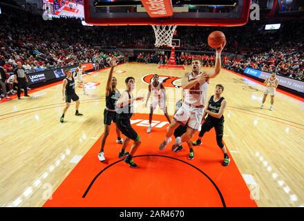 25 gennaio 2020: Western Kentucky Hilltoppers avanti Carson Williams (22) si mette la palla durante una partita di basket NCAA tra Il Maresciallo e la WKU Hilltoppers a E.A. Diddle Arena in Bowling Green, KY (Photo Credit: Steve Roberts.CSM) Foto Stock