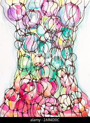 Neurography è una bella tecnica per conseguire la desideri. Albero della Vita è una tecnica psicologica per la terapia dell'arte. Foto Stock