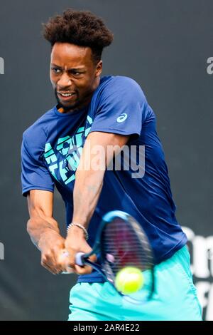 26 gennaio 2020: Melbourne, AUSTRALIA - 26 GENNAIO 2020: Gael Monfils (fra) pratiche il giorno 7 a Melbourne Australia credito: Chris Putnam/ZUMA Wire/Alamy Live News Foto Stock