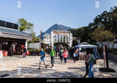 Il Villaggio di Ngong Ping, Lantau Island, Hong Kong Foto Stock