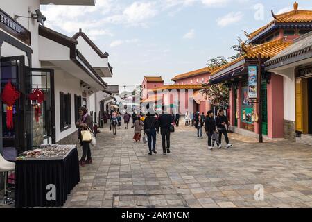 Il Villaggio di Ngong Ping, Lantau Island, Hong Kong Foto Stock