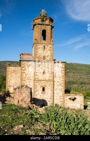 Treguajantes villaggio abbandonato in La Rioja provincia, Spagna Foto Stock