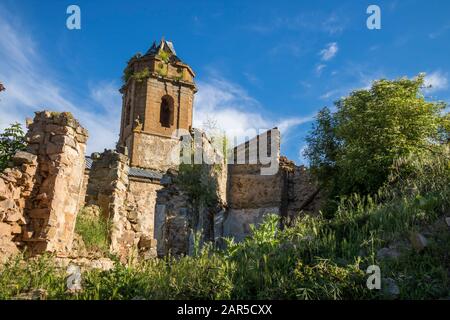 Treguajantes villaggio abbandonato in La Rioja provincia, Spagna Foto Stock