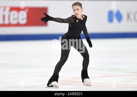 Alena KOSTORNAIA dalla Russia, durante la Ladies Practice ai Campionati europei di pattinaggio europeo ISU 2020 a Steiermarkhalle, il 25 gennaio 2020 a Graz, Austria. Credit: Raniero Corbelletti/Aflo/Alamy Live News Foto Stock