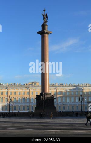 San Pietroburgo, Russia, 20 Gennaio 2020. Vista Della Colonna Alexander Foto Stock