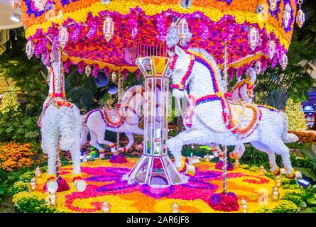 Installazione di fiori al Wynn Hotel e Casinò di Las Vegas. Foto Stock