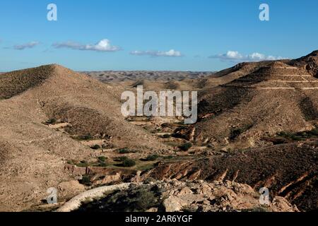 I dintorni di Matmata nella Tunisia meridionale Foto Stock
